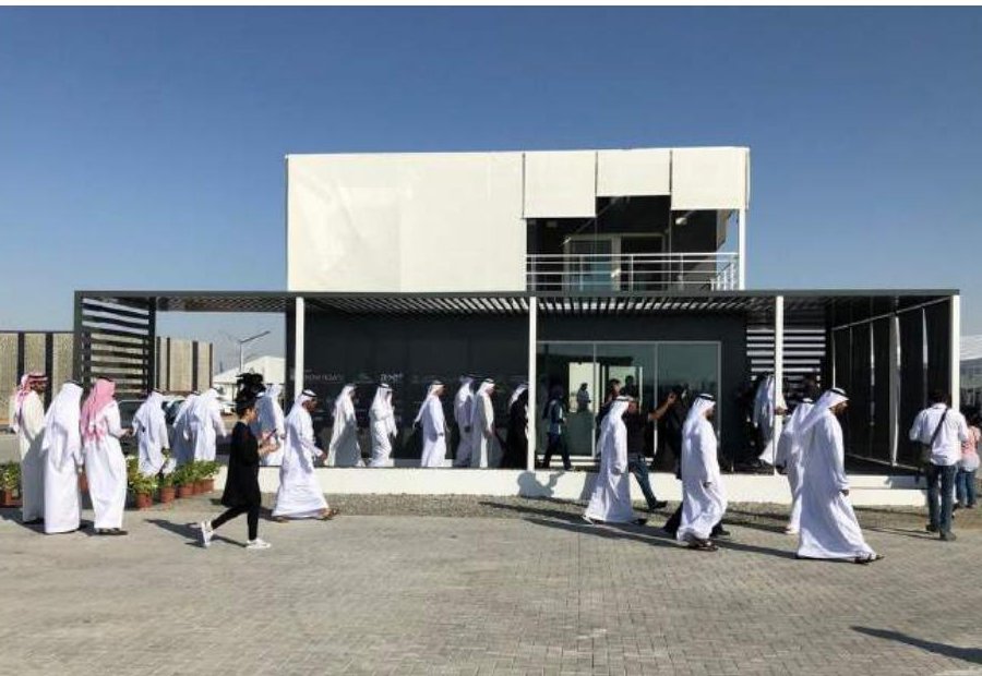 The completed Now Howse on the Solar Decathlon Middle East exhibition site, Dubai 2018